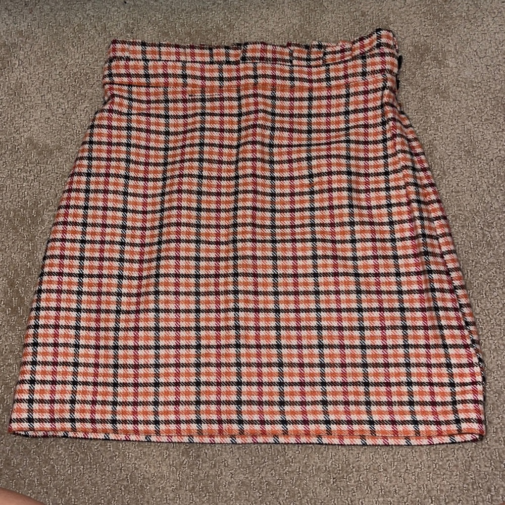 High Waisted Plaid Skirt